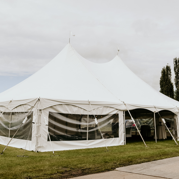 Special Event Rentals pole tent at a wedding destination