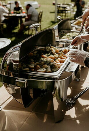 Special Event Rentals' catering equipment featuring chafing dishes